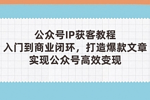 【第12820期】公众号IP获客教程(第3期),从入门到商业闭环,打造爆款文章