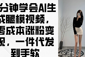 【第12841期】3分钟学会AI生成腿模视频,零成本涨粉变现,一件代发到手软