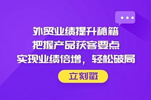 【第12863期】外贸业绩提升秘籍,把握产品获客要点,实现业绩倍增,轻松破局