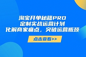 【第12882期】淘宝开单秘籍PRO,定制实战运营计划,化解商家痛点,突破运营瓶颈