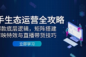 【第12917期】快手生态运营全攻略:爆款底层逻辑,矩阵搭建,剪映特效与直播带货技巧
