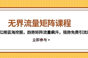 【第12930期】无界流量矩阵课程,3大红榜蓝海挖掘,趋势矩阵流量飙升,强势免费引流逻辑