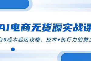 【第13049期】AI电商无货源实战课,三平台0成本起店攻略,技术+执行力的黄金配比