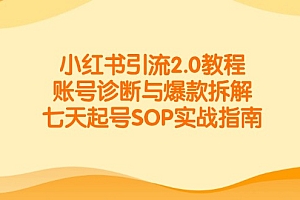 【第13050期】小红书引流2.0教程,账号诊断与爆款拆解,七天起号SOP实战指南