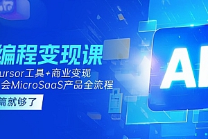 【第13086期】AI编程变现课:掌握Cursor工具+商业变现,一年学会MicroSaaS产品全流程