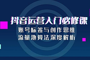 【第13169期】抖音运营入门必修课,账号标签与创作思维,流量池算法深度解析