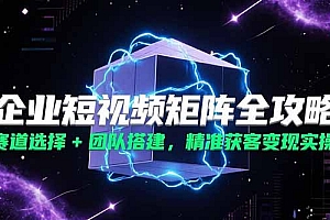 【第13190期】企业短视频矩阵全攻略,赛道选择+团队搭建,精准获客变现实操