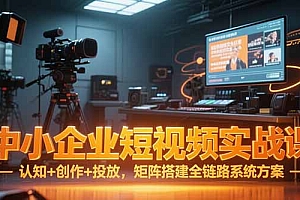 【第13191期】中小企业短视频实战课,认知+创作+投放,矩阵搭建全链路系统方案