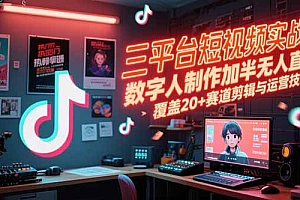 【第13201期】三平台短视频实战课,数字人制作加半无人直播,覆盖20+赛道剪辑与运营技巧