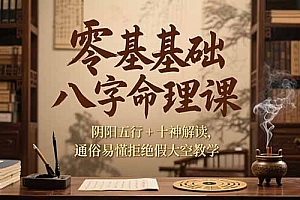 【第13215期】零基础八字命理课,阴阳五行+十神解读,通俗易懂拒绝假大空教学