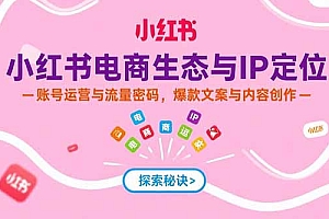 【第13250期】小红书电商生态与IP定位,账号运营与流量密码,爆款文案与内容创作