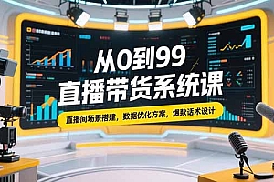 【第13260期】从0到99直播带货系统课,直播间场景搭建,数据优化方案,爆款话术设计