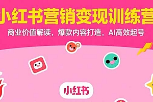 【第13282期】小红书营销变现训练营,商业价值解读,爆款内容打造,AI高效起号