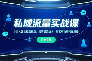 【第13285期】私域流量实战课,200人团队运营模型,矩阵引流技术,高客单私聊转化策略