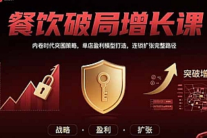 【第13357期】餐饮破局增长课:内卷时代突围策略,单店盈利模型打造,连锁扩张完整路径