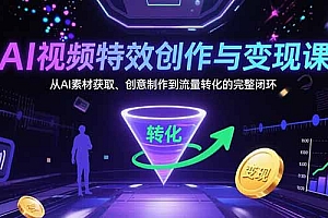 【第13380期】AI视频特效创作与变现课:从AI素材获取、创意制作到流量转化的完整闭环