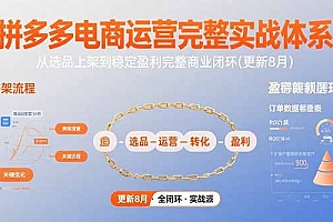 【第13385期】拼多多电商运营完整实战体系,从选品上架到稳定盈利完整商业闭环(更新8月)