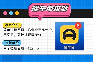 【第13418期】懂车帝邪修拉新玩法,简单注册回填一个12
