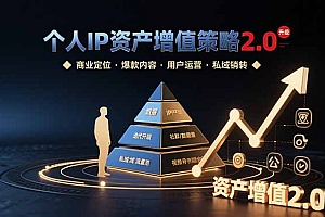 【第13423期】个人IP资产增值策略2.0 拆解商业定位/爆款内容/用户运营/私域销转四大模块