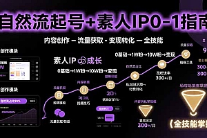 【第13429期】自然流起号+素人IP0-1指南,快速掌握内容创作-流量获取-变现转化-全技能