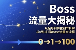 【第13440期】Boss流量大揭秘,从起号到转化细节拆解