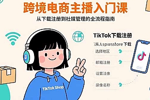 【第13452期】跨境电商主播入门课,TikTok下载注册,支付工具配置,社媒账号管理全流程