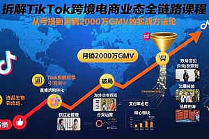 【第13454期】拆解TikTok跨境电商业态全链路课程:从亏损到月销2000万GMV的实战方法论