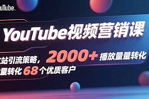 【第13471期】YouTube视频营销课,独立站引流策略,2000+播放量转化68个优质客户