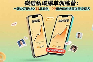 【第13520期】微信私域爆单训练营:一场公开课成交33单案例,99元自动训练营批量变现术