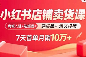 【第13595期】小红书店铺卖货课:商城入驻+选爆品+爆文模板,7天首单月销10万+