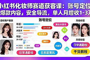 【第13608期】小红书化妆师赛道获客课:账号定位+爆款内容+安全导流,单人月增收1-3万
