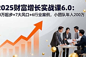 【第13617期】2025财富增长实战课6.0:10万起步+7大风口+6行业案例,小团队年入200万