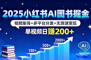 【第13626期】2025小红书AI图书掘金,视频矩阵+多平台分发+无货源变现,单视频日赚200+