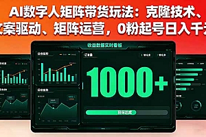 【第13650期】AI数字人矩阵带货玩法:克隆技术、文案驱动、矩阵运营,0粉起号日入千元
