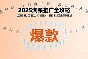 【第13657期】2025淘系推广全攻略,店铺诊断、万相台、智能计划,打造日销万级爆款计划