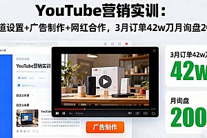 【第13675期】YouTube营销实训:频道设置+广告制作+网红合作,3月订单42w刀月询盘200+
