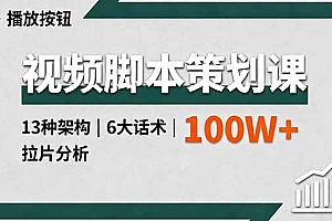 【第13697期】视频脚本策划课,13种架构、6大话术、拉片分析,单条播放百万+
