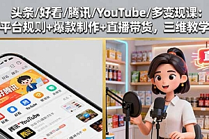 【第13702期】头条/好看/腾讯/YouTube/多变现课:平台规则+爆款制作+直播带货,三维教学