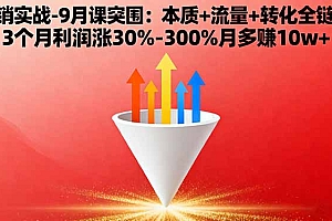 【第13711期】营销实战-9月突围课:本质+流量+转化全链路 3个月利润涨30%-300%月多赚10w+