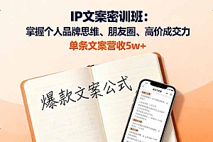 【第13713期】个人IP文案密训班:掌握个人品牌思维、朋友圈、高价成交力,单条文案营收5w+