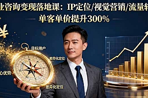 【第13763期】商业咨询变现落地课:IP定位/视觉营销/流量转化,单客单价提升300%