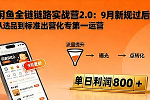 【第13765期】闲鱼变现课3.0:掌握链接优化、流量提升、商业变现,单日利润800+