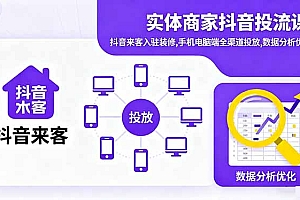 【第13791期】实体商家抖音投流课:抖音来客入驻装修,手机电脑端全渠道投放,数据分析优化