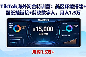 【第13816期】TikTok海外淘金特训营:美区环境搭建+壁纸挂链接+剪映数字人,月入1.5万