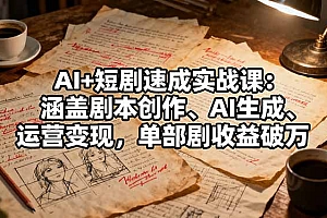 【第13824期】AI+短剧速成实战课:涵盖剧本创作、AI生成、运营变现,单部剧收益破万