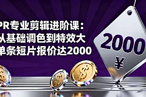 【第13831期】PR专业剪辑进阶课:从基础调色到特效大片的进阶技能,单条短片报价达2000