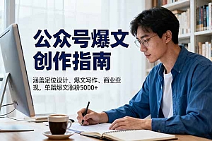 【第13832期】公众号爆文创作指南,涵盖定位设计+爆文写作+商业变现,单篇爆文涨粉5000+