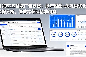 【第13844期】外贸B2B 谷歌广告获客:账户搭建+关键词优化+数据分析 低成本获取精准询盘