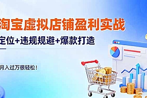 【第13845期】淘宝虚拟店铺盈利实战:定位+违规规避+爆款打造,月入过万很轻松