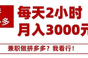 【第2213期】搜外网·拼多多副业课程,每天2小时月入3000元 学习这门课程真的能赚钱